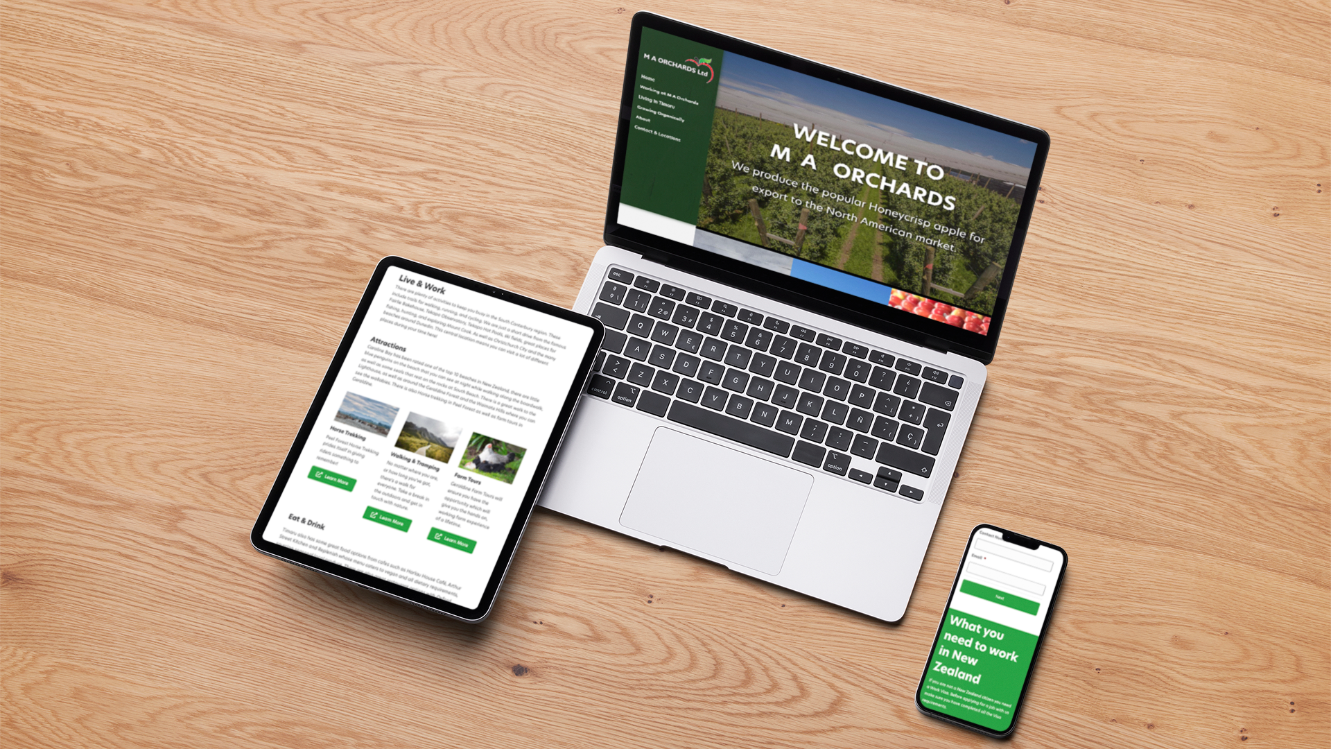 M A Orchards Website Multi Device Mockup.