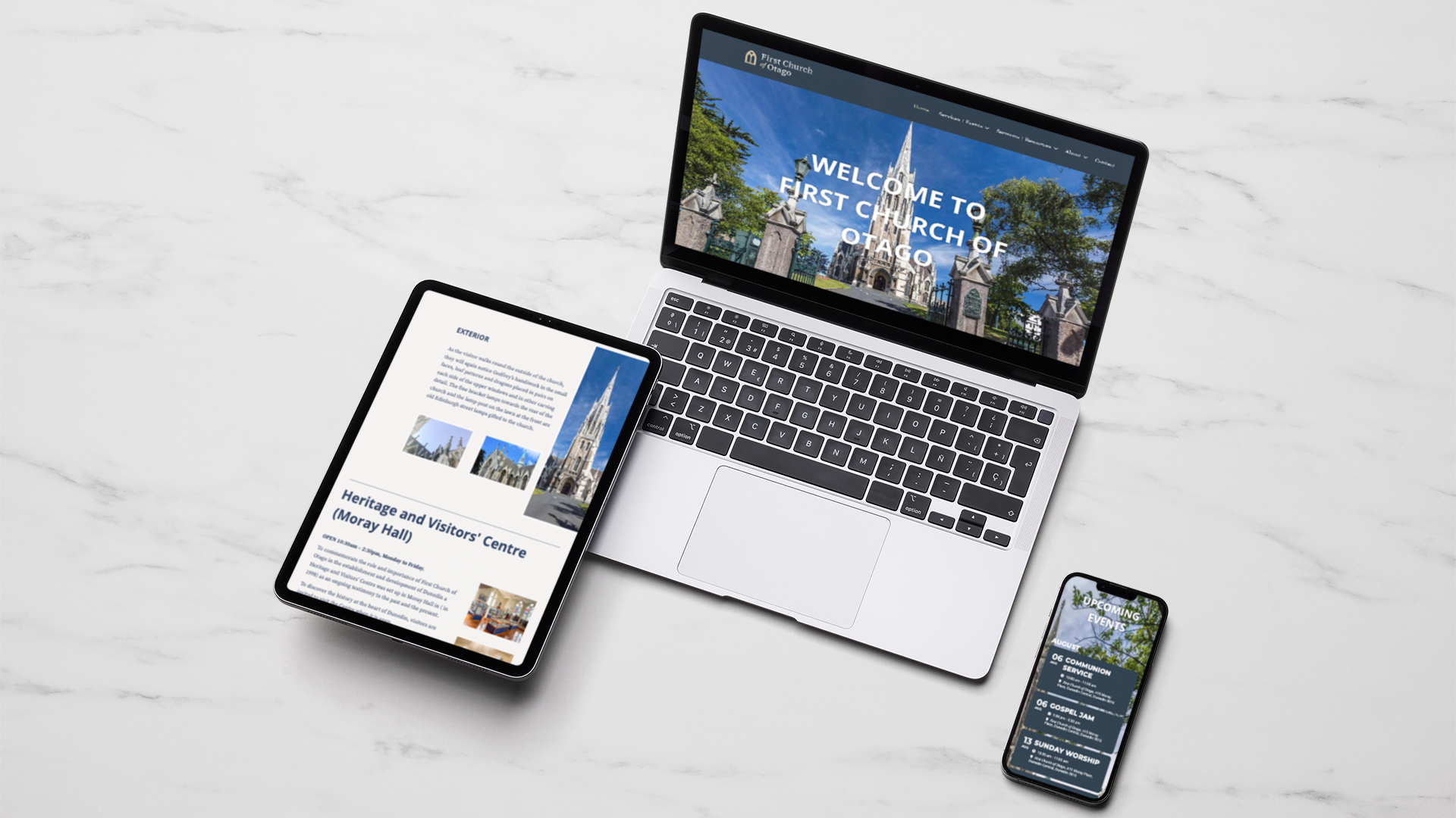 First Church Otago Website Multi Device Mockup